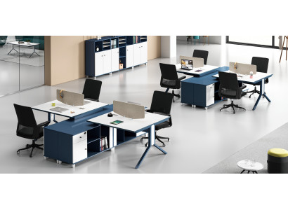 Call center 2 workstations desk office furniture interior equipment