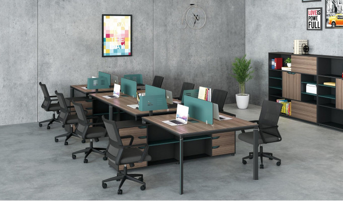 Office furniture equipment setup desk call center 2 workstations
