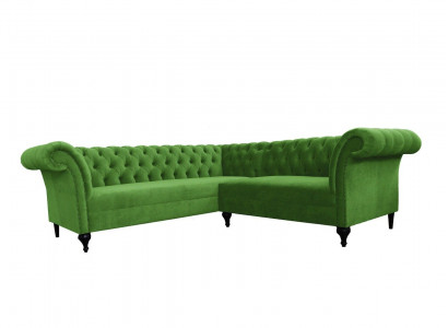 Green Stylish Corner Sofa Chesterfield Couch L-Shape Designer Sofas Upholstered Furniture