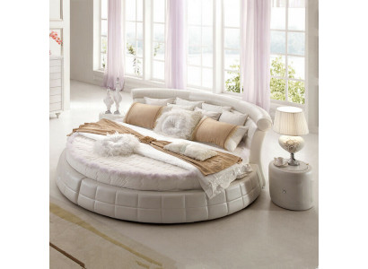 Classic Round Beds - Round Luxury Designer Bed Upholstery Elegant Leather Velvet