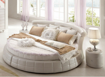 Classic Round Beds - Round Luxury Designer Bed Upholstery Elegant Leather Velvet