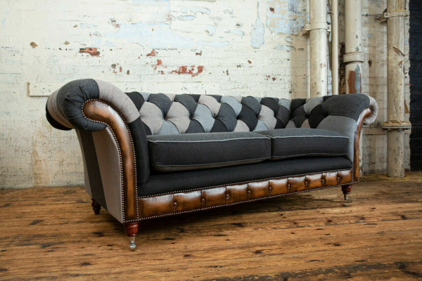Durable Chesterfield couch sofa upholstery microfiber fabric seat cushion