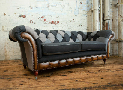 Durable Chesterfield couch sofa upholstery microfiber fabric seat cushion