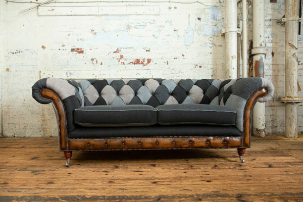 Durable Chesterfield couch sofa upholstery microfiber fabric seat cushion