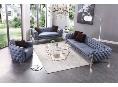 Luxury High-Quality Sofa Couch Upholstery Seat 3+2+1 Set Chesterfield Suites