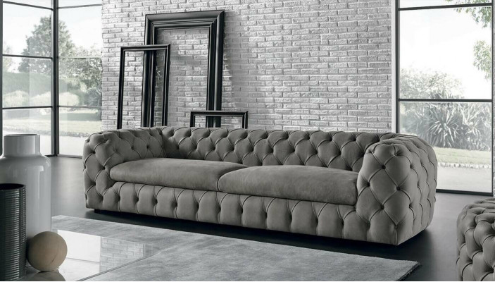 Classic three-seater couch sofa upholstery 3-seater fabric fabric sofa Chesterfield