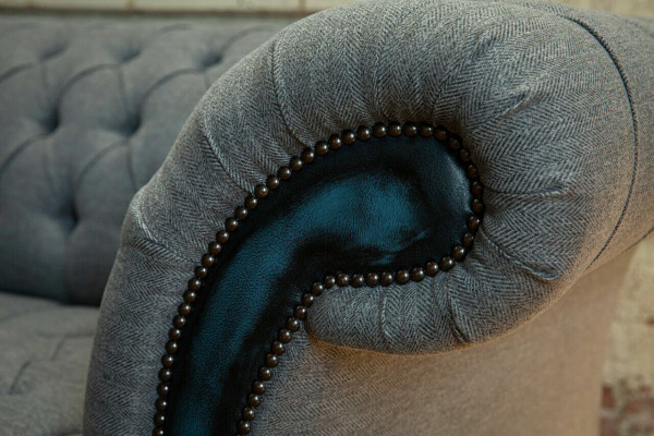 Designer Chesterfield gray sofas upholstered couches textile relax furniture