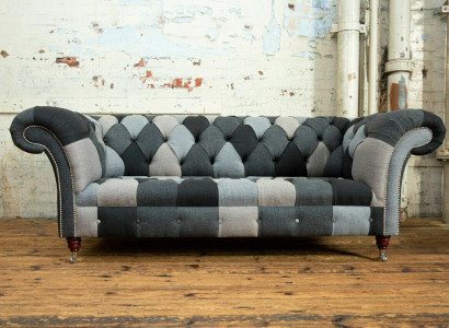 Sofa 3-Seater Couch Design Chesterfield Seating Suite Leather Textile Upholstery New