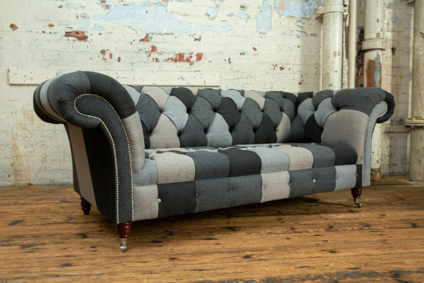 Sofa 3-Seater Couch Design Chesterfield Seating Suite Leather Textile Upholstery New