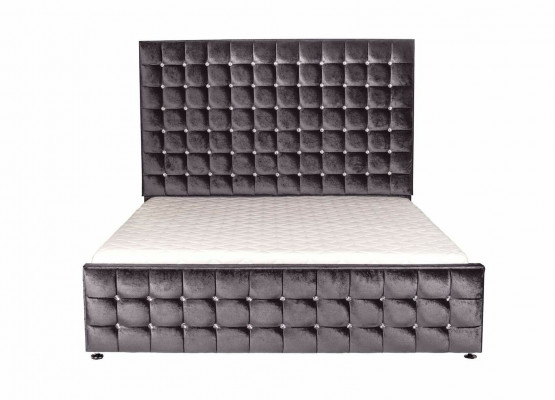 Designer black Chesterfield bed with crystal stones luxury furniture