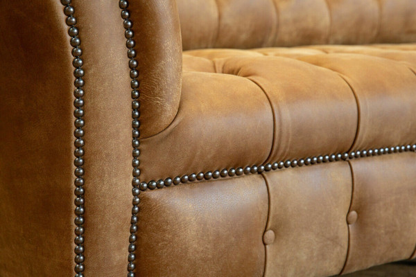 Chesterfield Brown Couch Sofa Upholstery 4-Seater Couch Seating Set