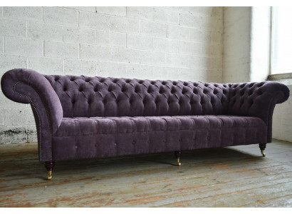 Lila Chesterfield Luxury Couch Sofa Upholstery 4-Seater Sofa Seating Suite