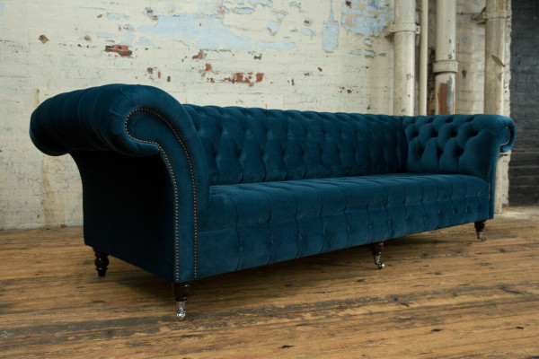 Design Chesterfield Sofa Set 4-Seater Fabric Couch Sofa Upholstered Sofas 265cm