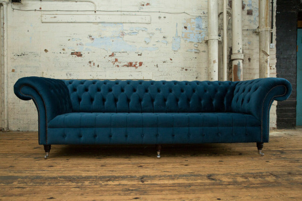 Design Chesterfield Sofa Set 4-Seater Fabric Couch Sofa Upholstered Sofas 265cm