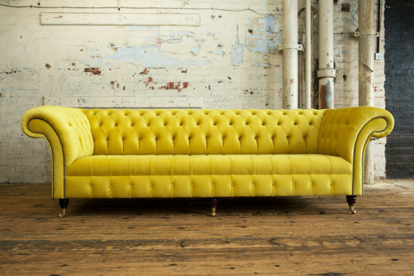 Design Sofa 4-seater Upholstery Luxury Classic Textile Chesterfield Sofas Couch