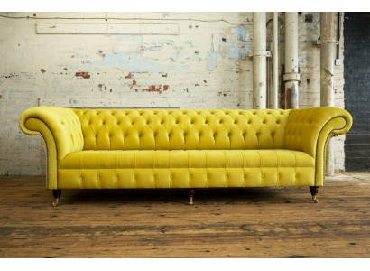 Design Sofa 4-seater Upholstery Luxury Classic Textile Chesterfield Sofas Couch