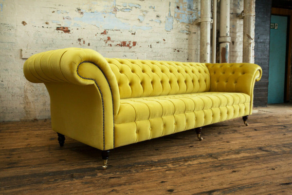 Design Sofa 4-seater Upholstery Luxury Classic Textile Chesterfield Sofas Couch