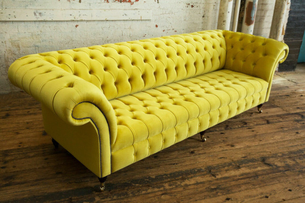 Design Sofa 4-seater Upholstery Luxury Classic Textile Chesterfield Sofas Couch