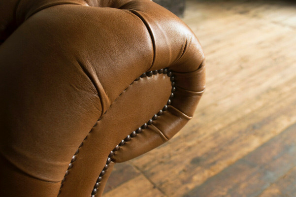 Design Chesterfield Sofa Set 4-Seater Couch Leather Upholstery Brown Luxury Sofa