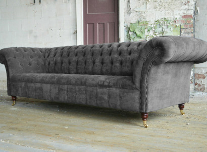 Three-seater Chesterfield grey couch upholstered sofas modern couches