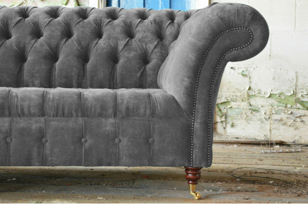 Three-seater Chesterfield grey couch upholstered sofas modern couches