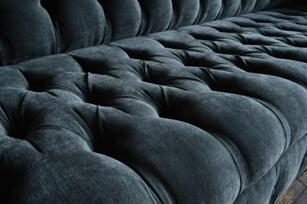 Designer Gray Chesterfield Sofa Big Couch 4-Seater Upholstered Furniture