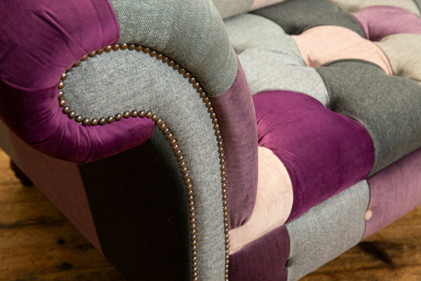 Chesterfield 2-seater sofa textile couch upholstery design colorful sofas