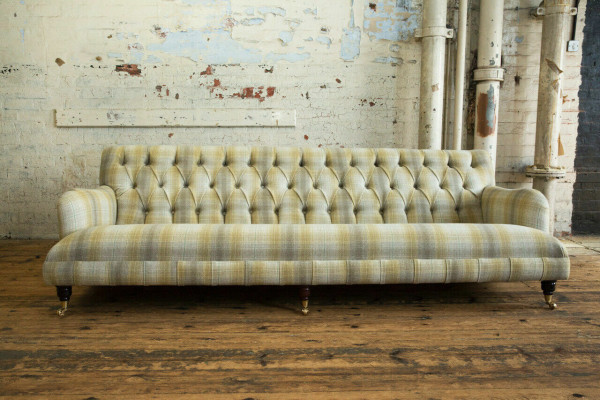 Chesterfield Upholstered Sofas Design Fabric Sofa 4-Seater Sofa Luxury Design Couch