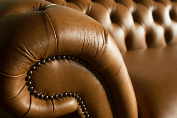 Brown Chesterfield Sofa Luxury 4-Seater Couch Upholstery Fabric Seater