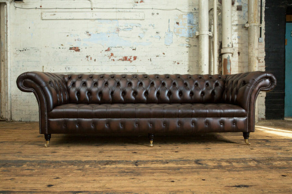 Classic Chesterfield Leather Upholstery Luxury Sofa Design Couch Sofas 4-Seater New