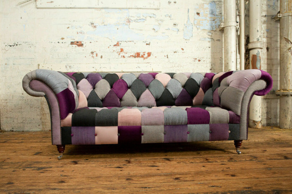 Design 3-seater upholstered sofa couch textile club sofa luxury seating furniture