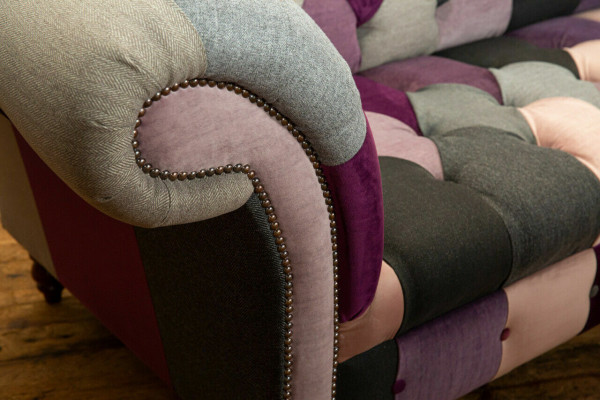 Design 3-seater upholstered sofa couch textile club sofa luxury seating furniture