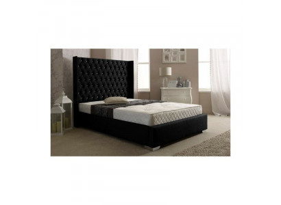Black Chesterfield designer bed bedroom textile leather beds