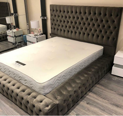 Chesterfield Textile Bed Bedroom Beds Double Upholstered 140/160/180/200 cm