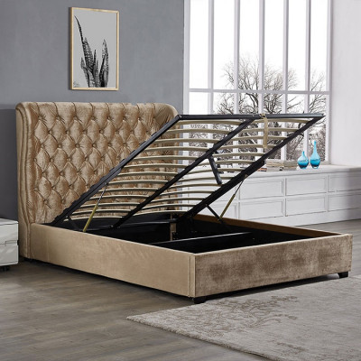 Beige Chesterfield Upholstered Bed Luxury Bedroom Design Beds