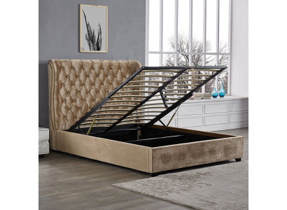 Beige Chesterfield Upholstered Bed Luxury Bedroom Design Beds