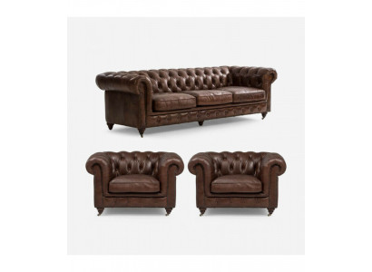 Sofa set 3+1 seater couch upholstery seat Chesterfield couches fabric leather new