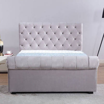 Classic velvet textile double bed hotel beds upholstered bedroom 180x200 cm