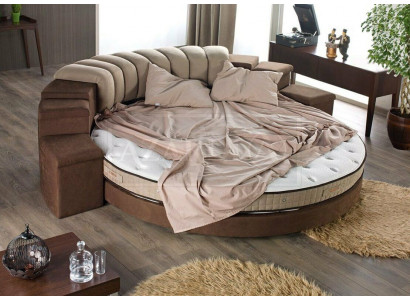 Round bed round design beds textile double luxury hotel frame sleep room