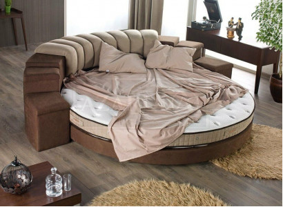 Round bed round design beds textile double luxury hotel frame sleep room