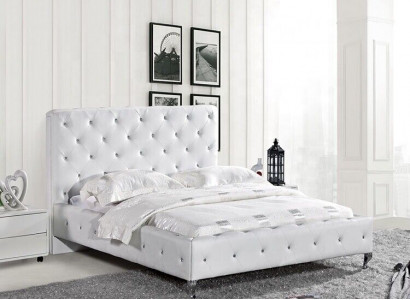 Chesterfield Designer Bed Bedroom Leather Textile Upholstery 140/160/180/200 cm