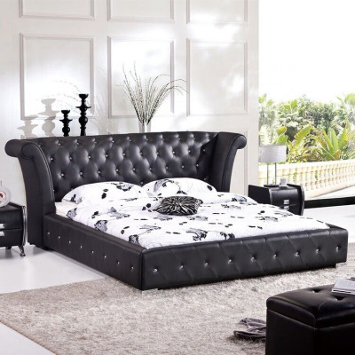 Chesterfield Big Bett XXL headboard beds upholstery hotel velvet black fabric ears