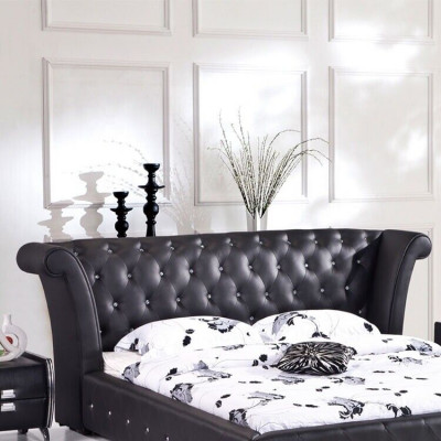 Chesterfield Big Bett XXL headboard beds upholstery hotel velvet black fabric ears