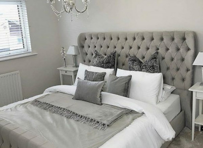 Chesterfield Designer Bed Bedroom Textile Leather Upholstery 140/160/180/200 cm