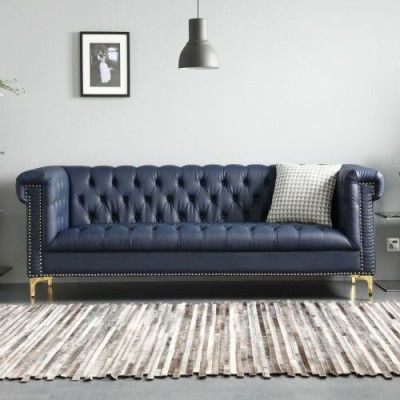 Chesterfield Leather Upholstered Design Sofa Luxury Couch Classic Sofa 3-Seater New