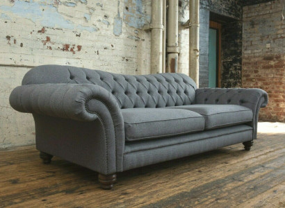 Sofa 4-seater couch design Chesterfield seating suite leather textile upholstery new