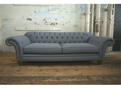 Modern sofa Chesterfield couch 4-seater couches velvet leather design gray