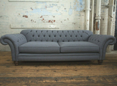 Modern sofa Chesterfield couch 4-seater couches velvet leather design gray