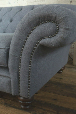 Modern sofa Chesterfield couch 4-seater couches velvet leather design gray
