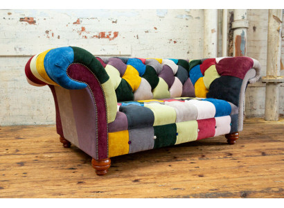 Modern Design Colorful Chesterfield 2-Seater Sofa Fabric Couch Upholstered Design